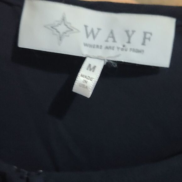 WAYF Navy Blue Long sleeve Keyhole Blouse. - Picture 7 of 9